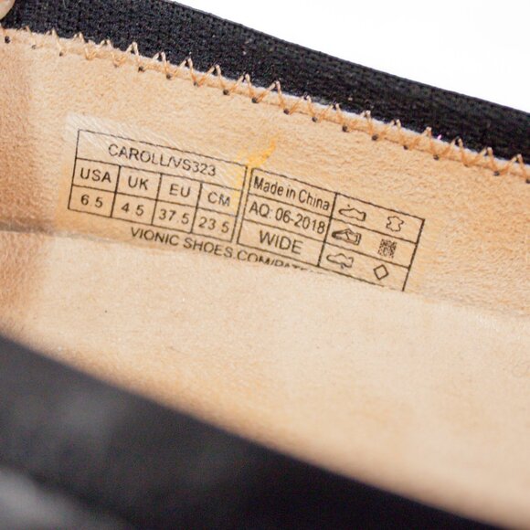 VIONIC CAROLL Ballet Flats Black Leather Classic Career Office Women's 6.5 Wide - Picture 8 of 11